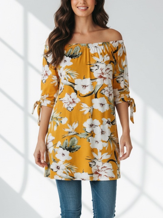Derek Heart Dresses & Skirts - Derek Heart Mustard Yellow and Olive Floral Top #22